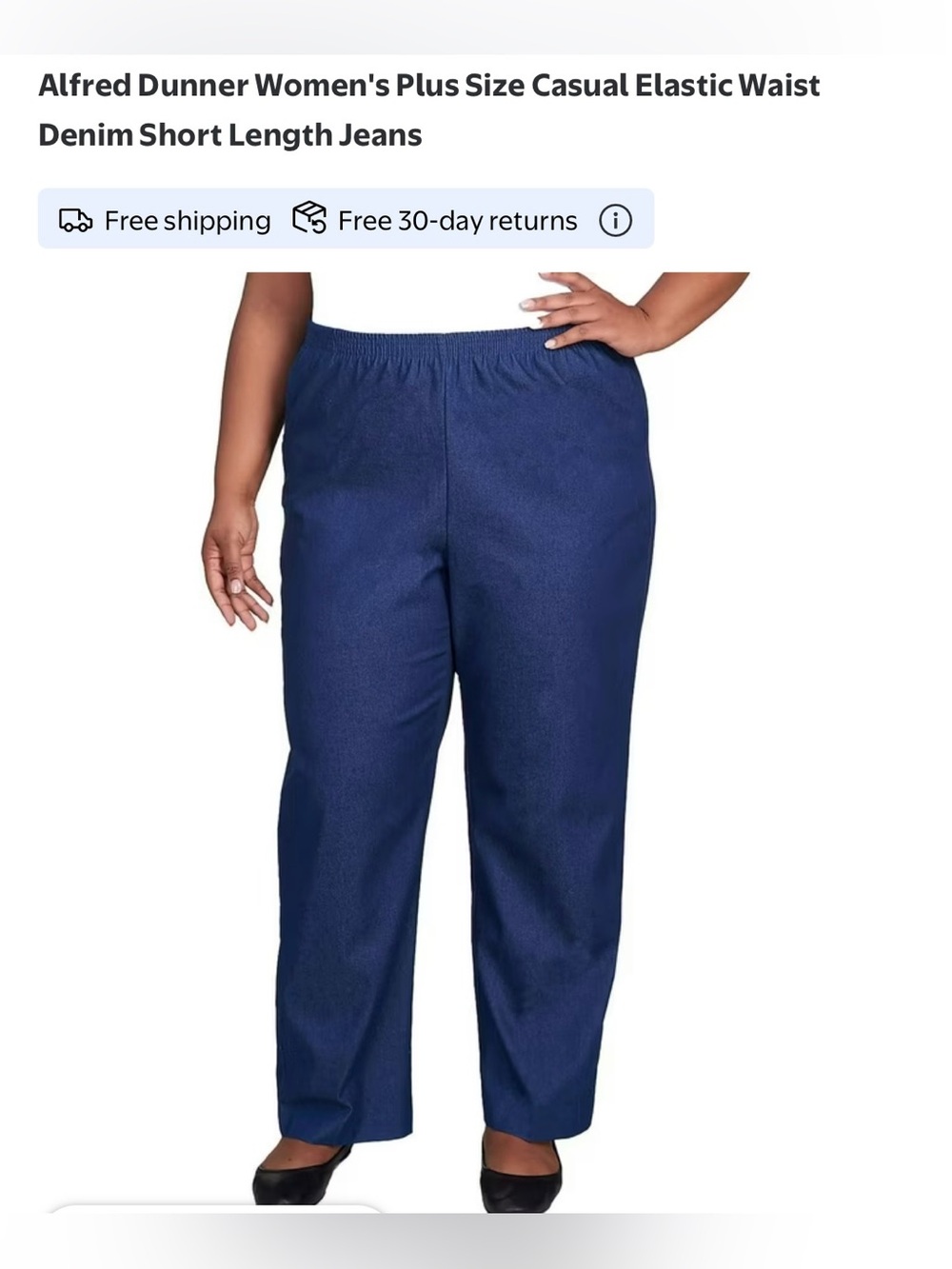 Alfred Dunner Women's Plus Size Casual Elastic Waist Denim Short Length Jeans